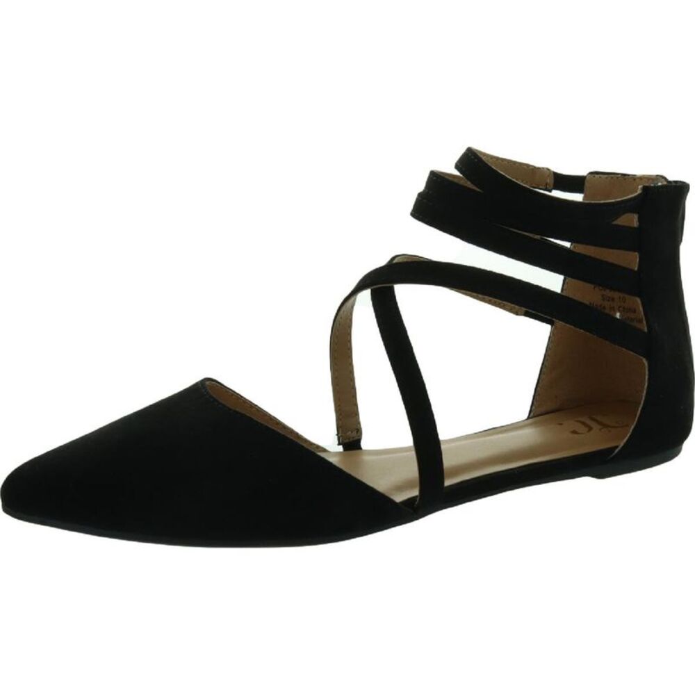Women's Black Strappy Pointed Flat